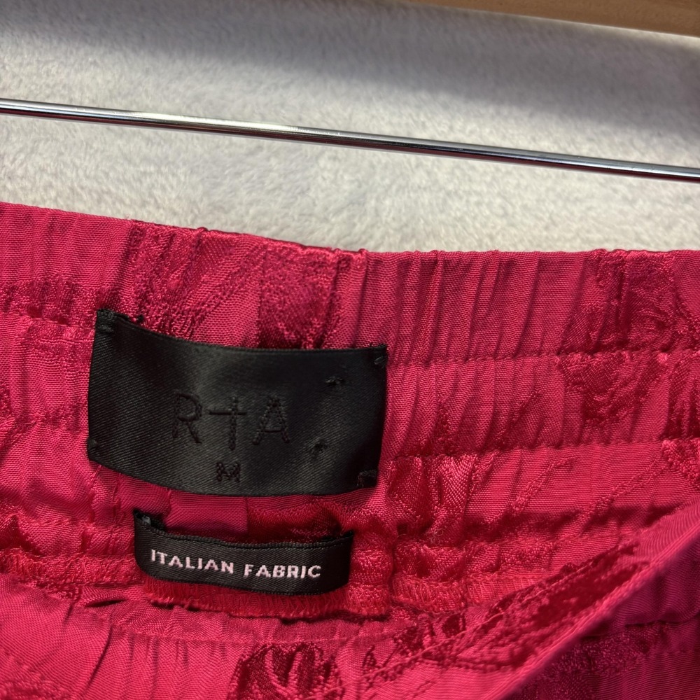 RtA Hot Pink Jacquard Sweatpants Womens Medium Floral Drawstring Italian Fabric - Picture 5 of 14